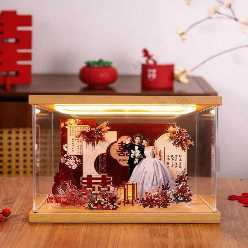 婚禮微景觀壓克力場景（下單後右下角聯繫客服溝通客製圖案）