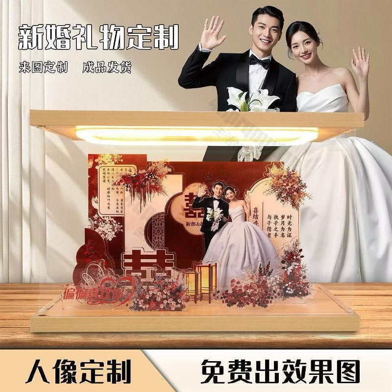 婚禮微景觀壓克力場景（下單後右下角聯繫客服溝通客製圖案）